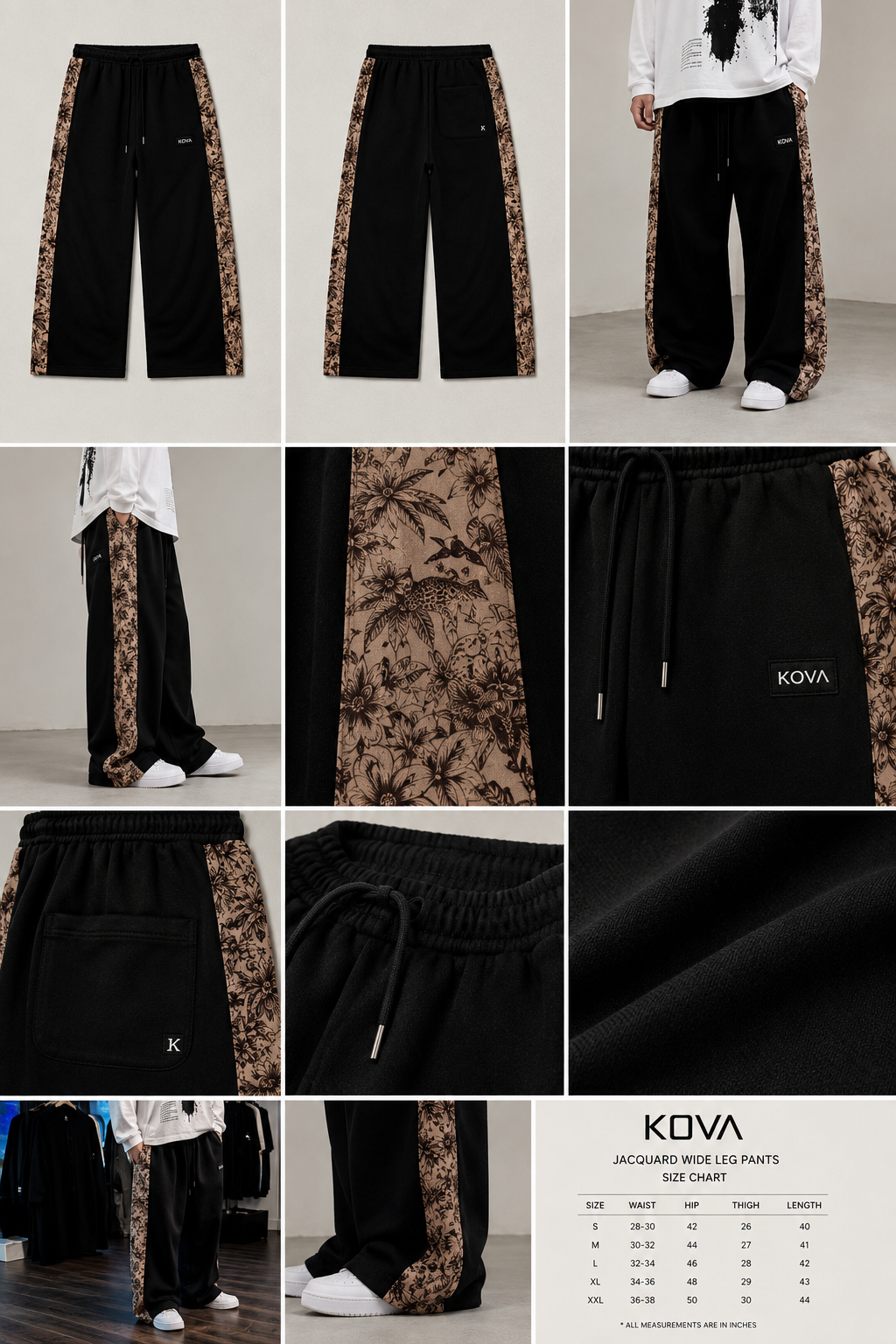 KOVA Jacquard Wide Leg Pants
